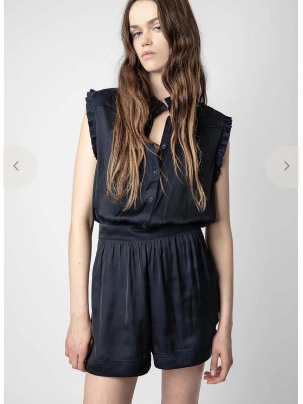 Zadig & Voltaire Caosys Satin Playsuit Romper Navy Size S NWT